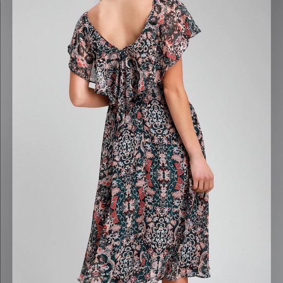 NWT Lulus Charmed I’m Sure Floral Print Midi Dress - Picture 2 of 13